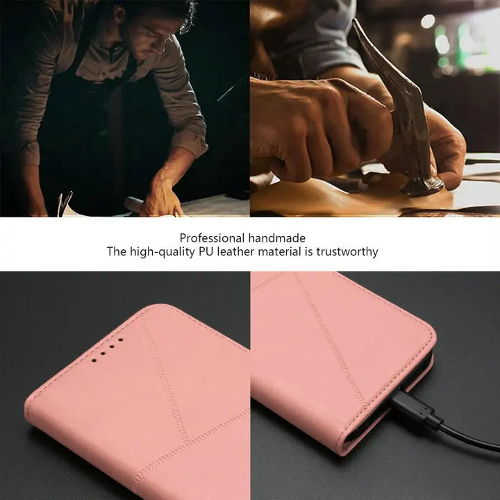 Mganetic Leather Texture Wallet Coque For iPhone 17