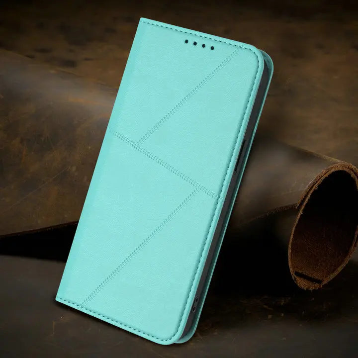 Mganetic Leather Texture Wallet Coque For iPhone 17