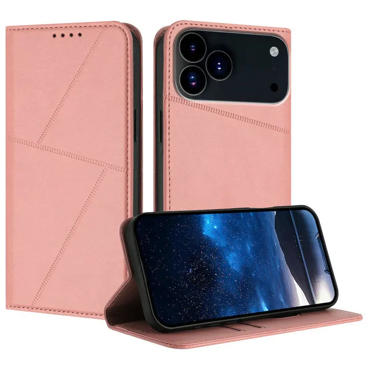 Mganetic Leather Texture Wallet Coque For iPhone 17