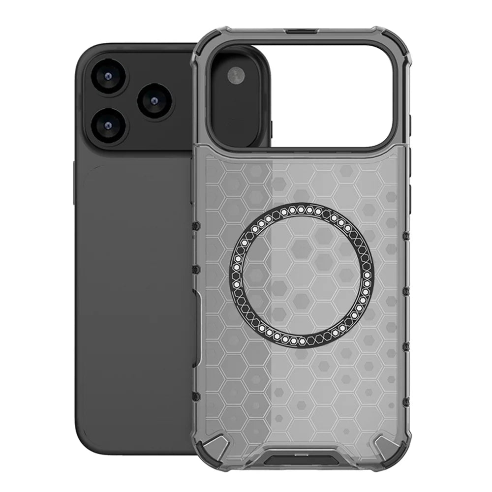 Luxury Clear Honeycomb Armour Magnetic Case for iPhone 17