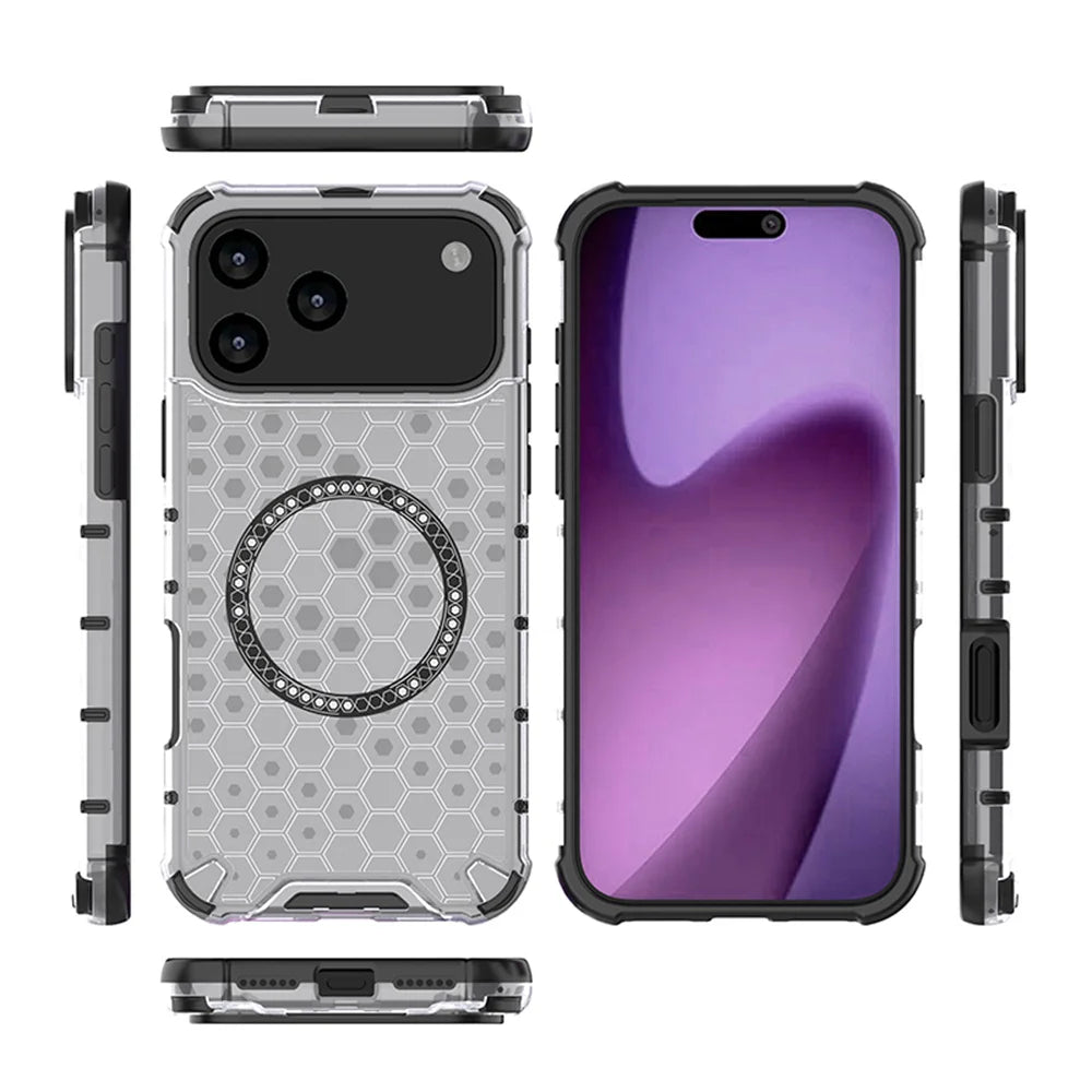 Luxury Clear Honeycomb Armour Magnetic Case for iPhone 17
