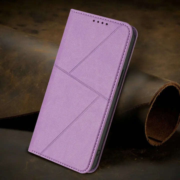 Mganetic Leather Texture Wallet Coque For iPhone 17