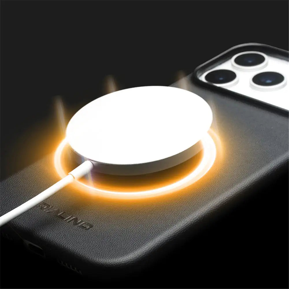 Skin-feel Premium Leather Mag safe Case For iPhone 17