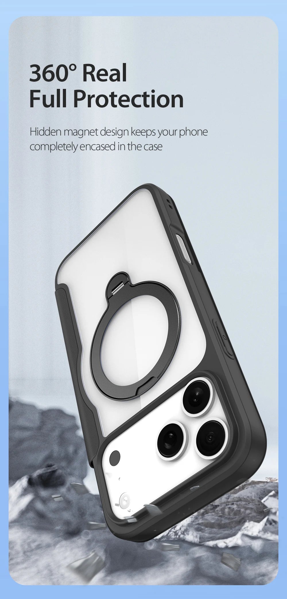 Magsafe Wireless Charging Rotating Metal Magnetic Stand Leather Cover