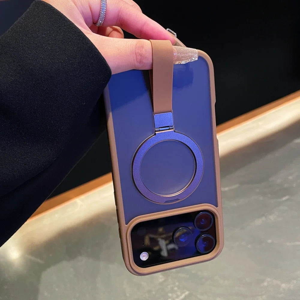 Luxury Magsafe Magnetic Stand Holder Lanyard Case For iPhone 17