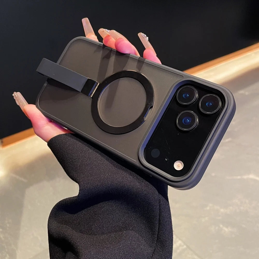 Luxury Magsafe Magnetic Stand Holder Lanyard Case For iPhone 17