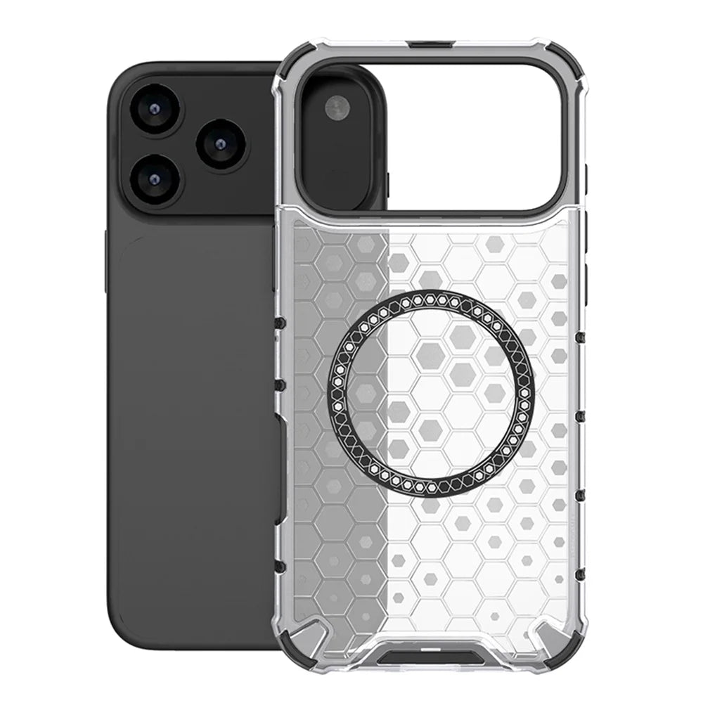 Luxury Clear Honeycomb Armour Magnetic Case for iPhone 17