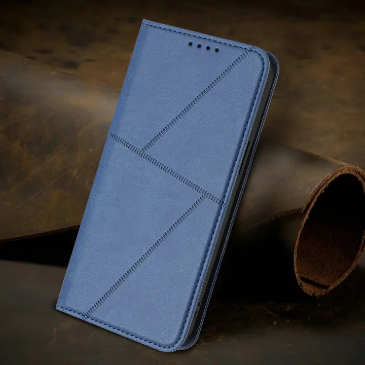 Mganetic Leather Texture Wallet Coque For iPhone 17