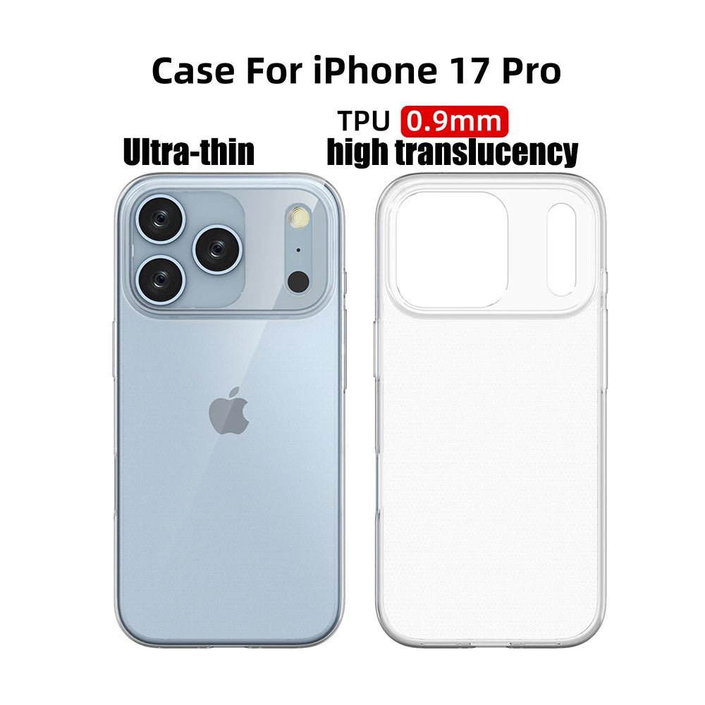 Ultra Thin 0.9mm Transparent TPU Case for iPhone 17