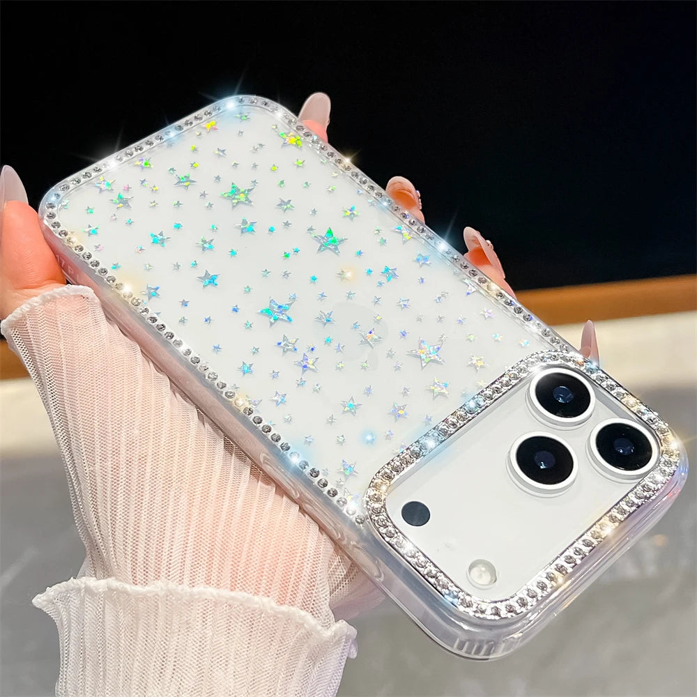 Glitter Shining Diamonds Stars Case For iPhone 17