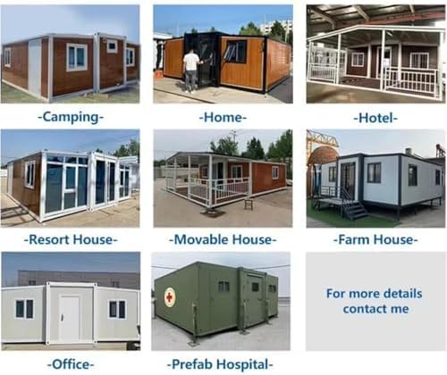 20FT/40FT Prefab Tiny Home for Sale Portable Modular Tiny House to Live in for Adult Expandable Container House 2 Bedroom Mobile Foldable House with Fully Equipped Bathroom & Kitchen
