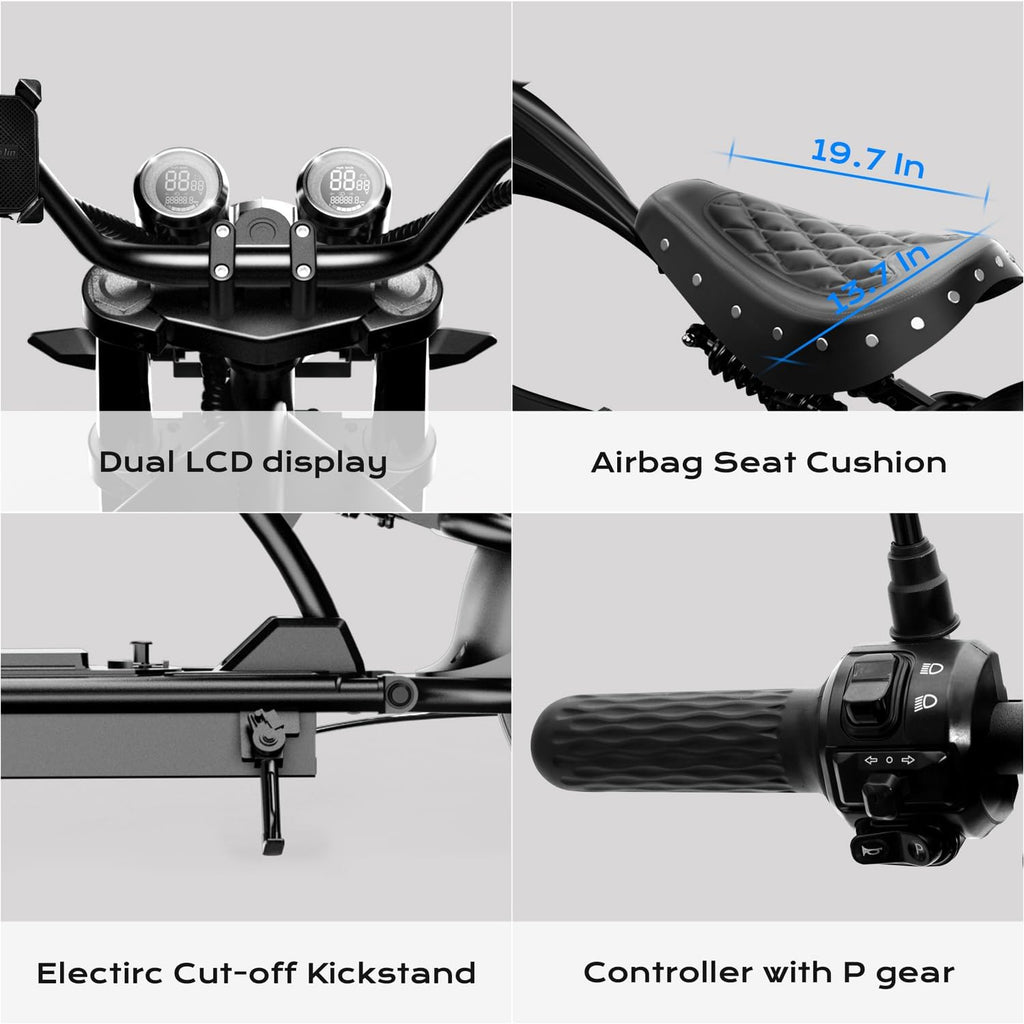 Electric Motorcycle M1P Pro 4000W 50Mph, 60V 42Ah 55 Miles, Long Range Motorcycle Street Legal, Dual Suspension&Dual Hydraulic Brakes Electric Moped for Adults