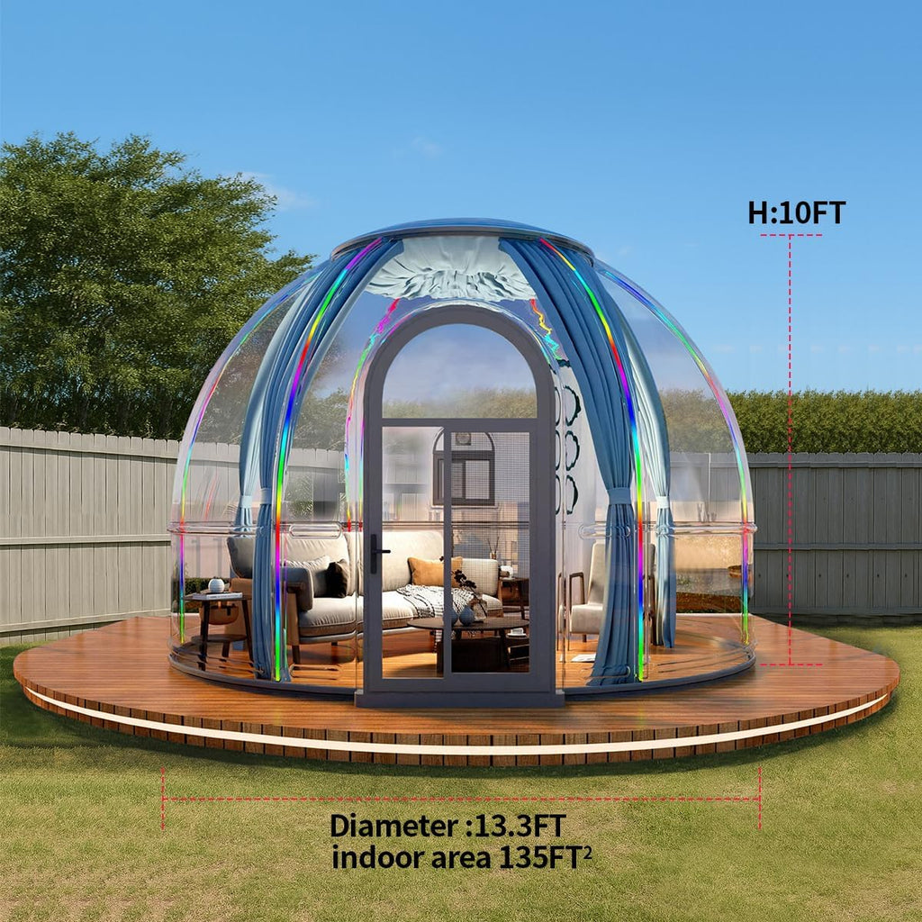 Backyard Prefab Dome House, Clear Garden Dome Bubble House Tent for Outside, All-Season Weatherproof Geodesic Greenhouse for Outdoor Living or Tiny Home Sunroom