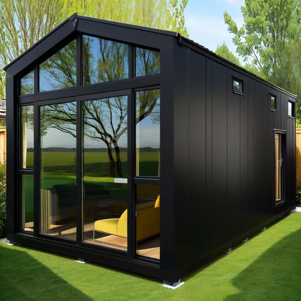 Portable Prefab Tiny Home 20ft Expandable Container House | Luxury Modular Steel Villa | Modern Foldable Tiny House with Bedroom, Kitchen & Bathroom | Prefabricated Portable Cabin for Living or Office
