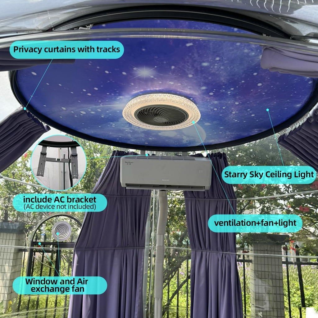 Backyard Prefab Dome House, Clear Garden Dome Bubble House Tent for Outside, All-Season Weatherproof Geodesic Greenhouse for Outdoor Living or Tiny Home Sunroom