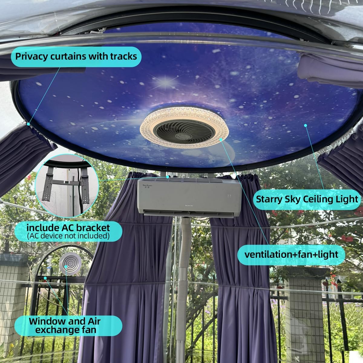 Backyard Prefab Dome House, Clear Garden Dome Bubble House Tent for Outside, All-Season Weatherproof Geodesic Greenhouse for Outdoor Living or Tiny Home Sunroom