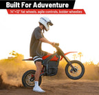 Electric Mini Dirt Bike for Teens & Adults, 14"/12" Fat Tire 2600W Electric-Motorcycle