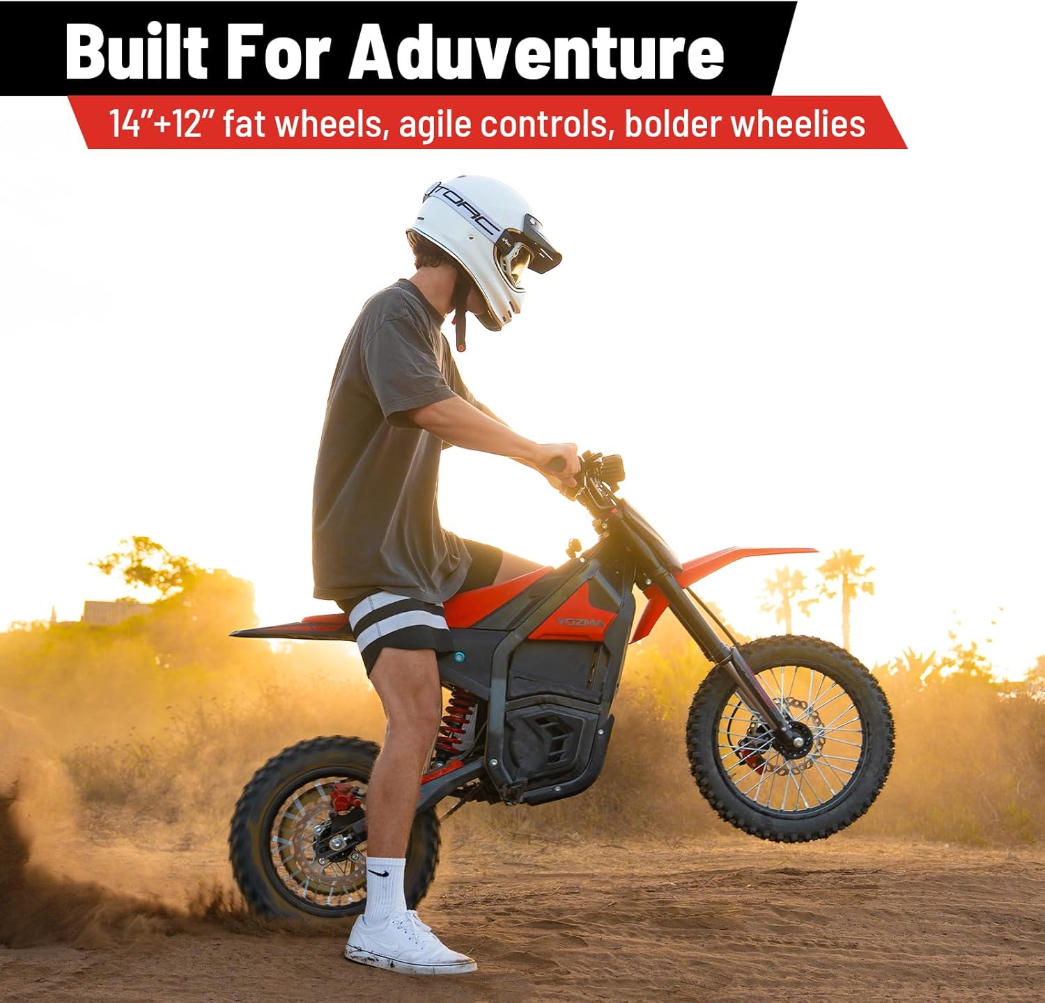 Electric Mini Dirt Bike for Teens & Adults, 14"/12" Fat Tire 2600W Electric-Motorcycle