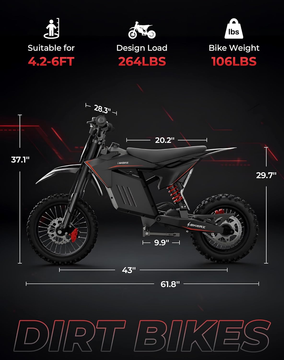 Skeri Electric Dirt Bike, 3200W Mid-Drive Motor E Bike with 48V 21AH Battery, 37MPH Top Speed