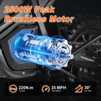 EM5 Electric Dirt Bike for Teens Adults, 2600W Motor, 35MPH Max Speed, 48V 21Ah Electric Motorcycle with Lights