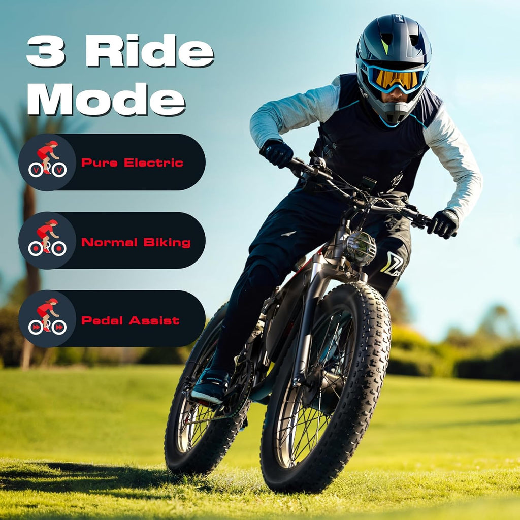 3000W Dual Motors Electric Bike for Adults, 52V 25Ah 24" Fat Tire Fast 38 mph up to 100 Miles
