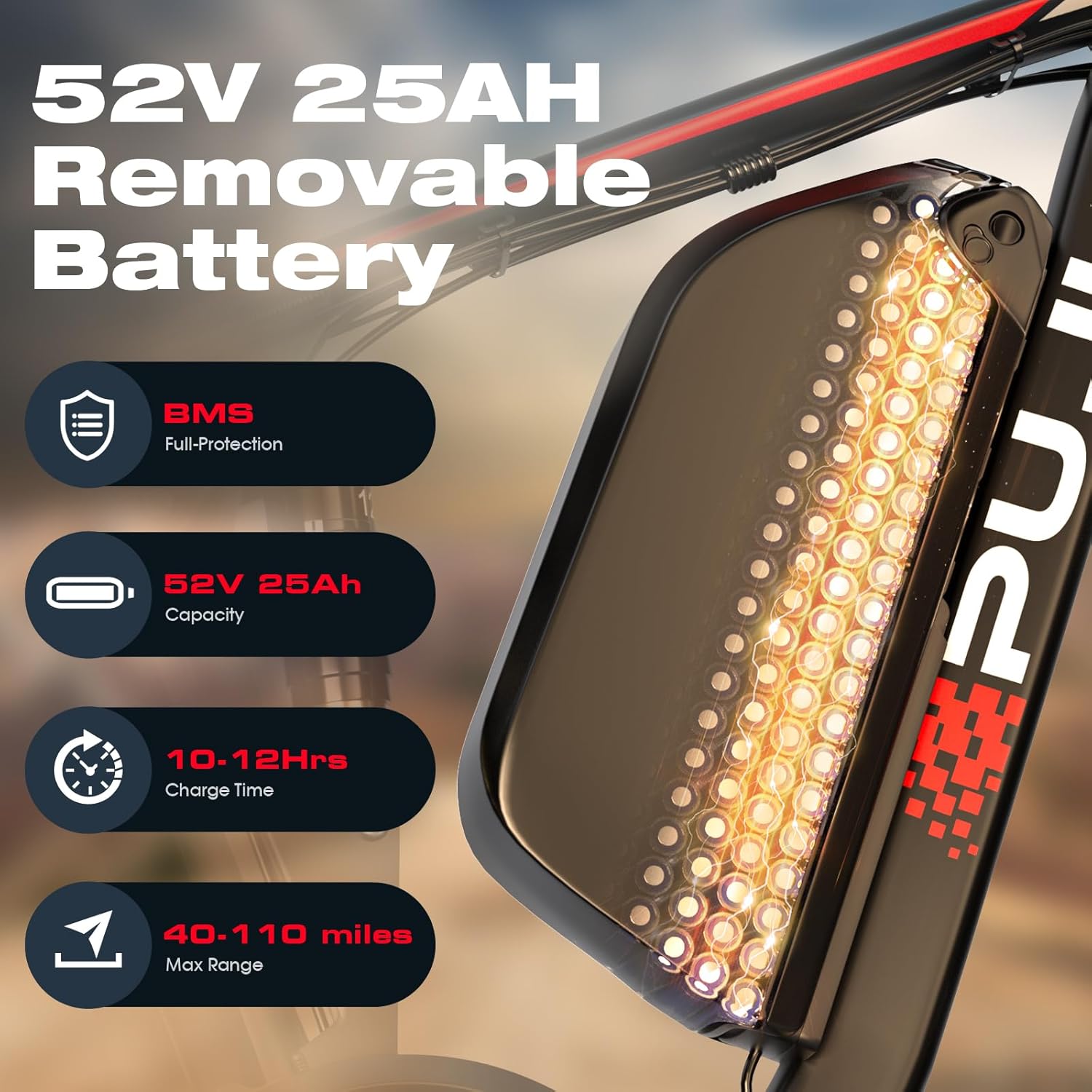 3000W Dual Motors Electric Bike for Adults, 52V 25Ah 24" Fat Tire Fast 38 mph up to 100 Miles