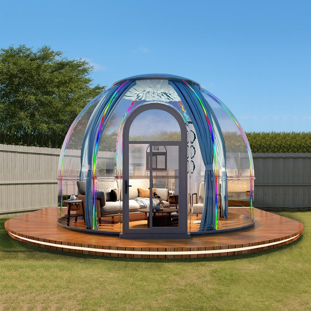 Backyard Prefab Dome House, Clear Garden Dome Bubble House Tent for Outside, All-Season Weatherproof Geodesic Greenhouse for Outdoor Living or Tiny Home Sunroom
