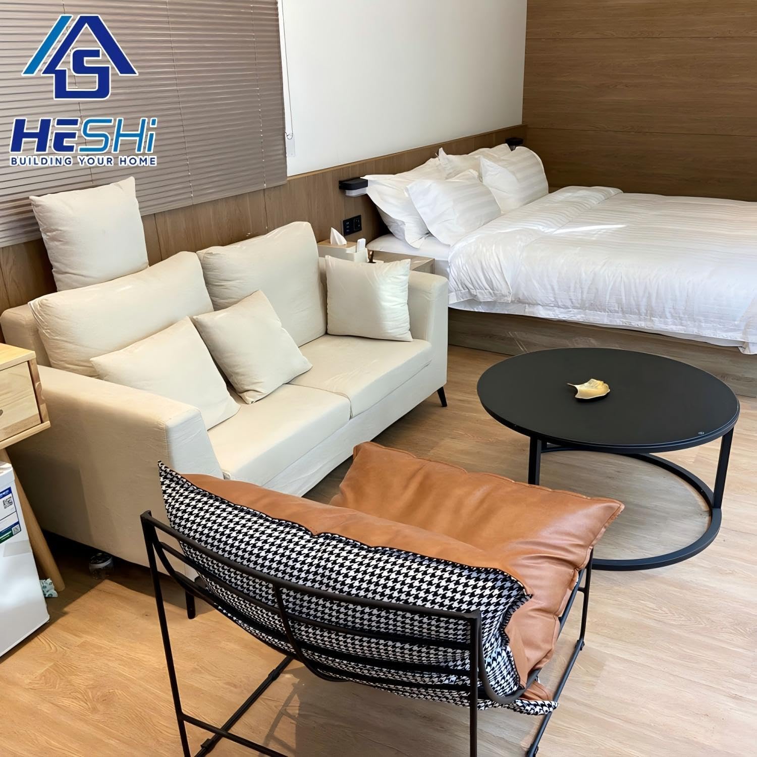 20FT Tiny Houses, Prefab Homes, Equipped with Bedroom, Bathroom and Kitchen, Prefabricated Container House Designed Specifically for Adults, Expandable Container House