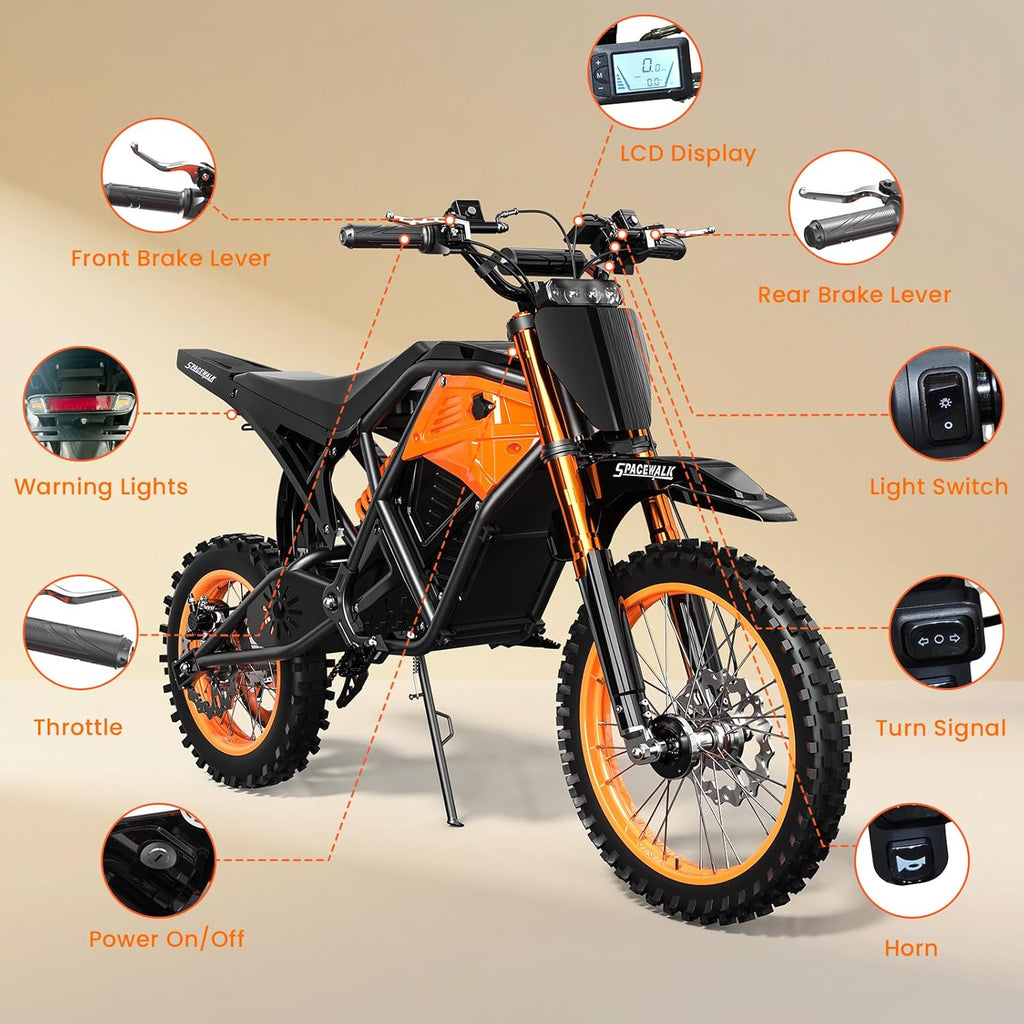 Electric Dirt Bike for Adults Teens 48V, Electric Off-Road Ebike with 3000W Mid-Drive Motor