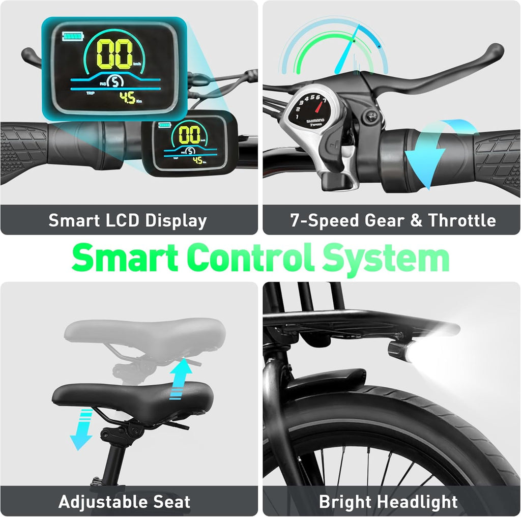 Electric Bike for Adults Peak 1000W Motor Max 25mph, 48V 15Ah Removable Battery Up to 50-70 Miles Long Range Ebike