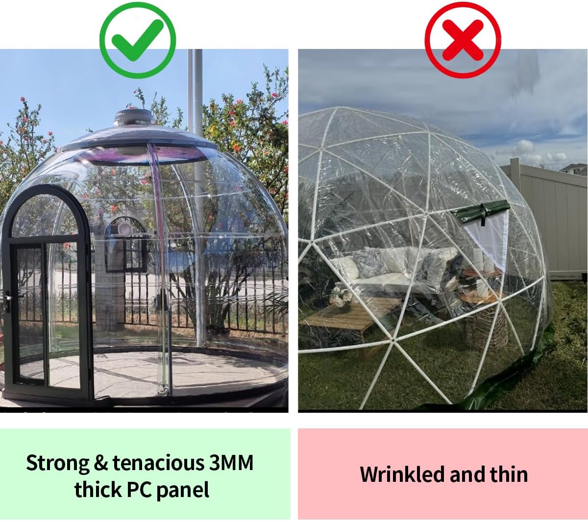 Backyard Prefab Dome House, Clear Garden Dome Bubble House Tent for Outside, All-Season Weatherproof Geodesic Greenhouse for Outdoor Living or Tiny Home Sunroom