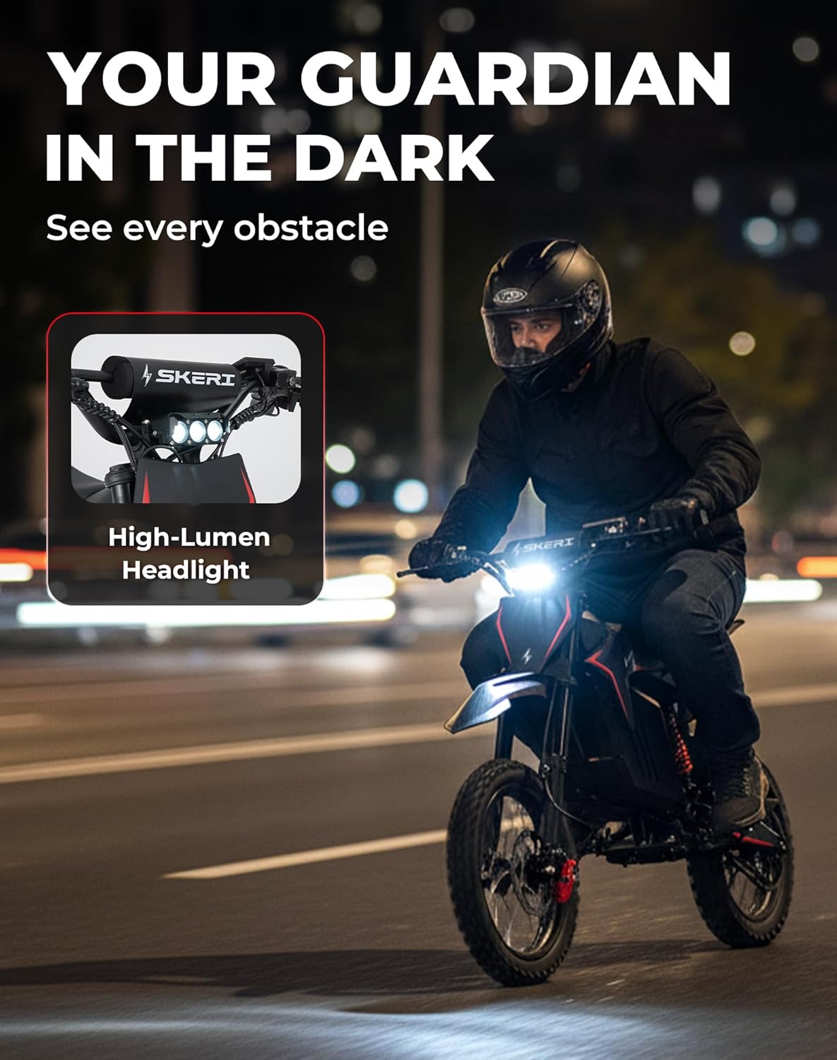 Skeri Electric Dirt Bike, 3200W Mid-Drive Motor E Bike with 48V 21AH Battery, 37MPH Top Speed