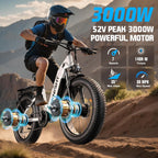 Dual Motor Ebike, 3000W Electric Bike for Adults, 52V 20Ah 26" Fat Tire Fast Ebike Max 38 Mph