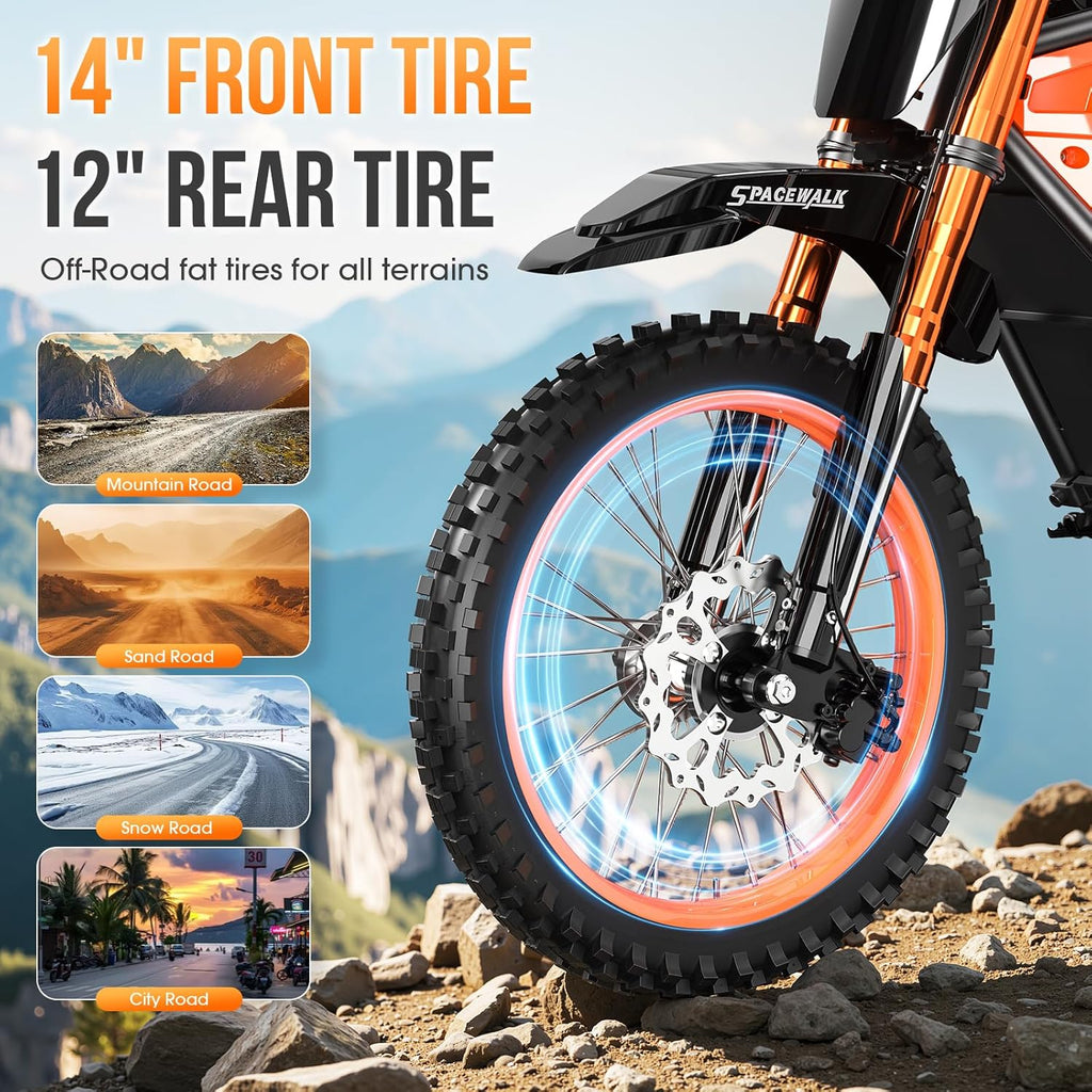 Electric Dirt Bike for Adults Teens 48V, Electric Off-Road Ebike with 3000W Mid-Drive Motor