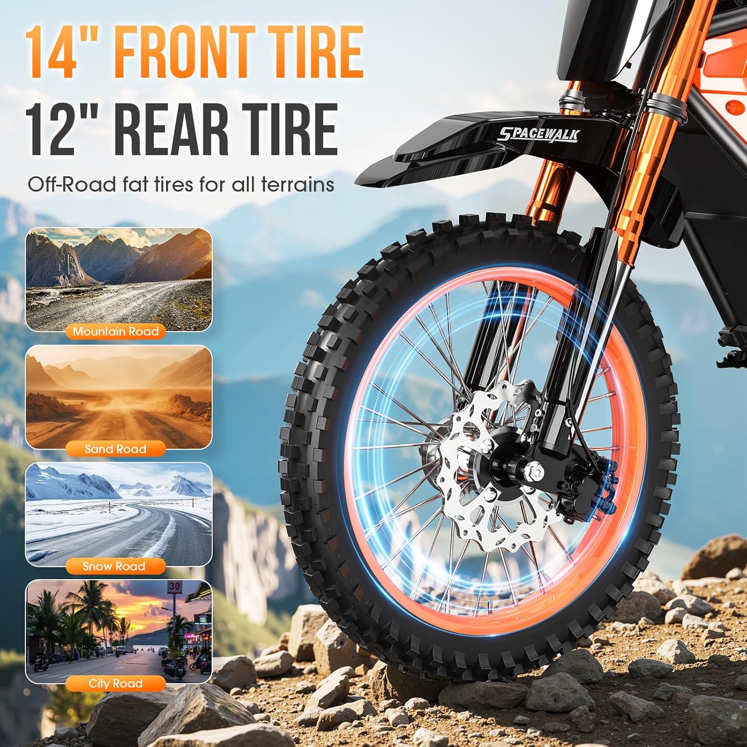 Electric Dirt Bike for Adults Teens 48V, Electric Off-Road Ebike with 3000W Mid-Drive Motor