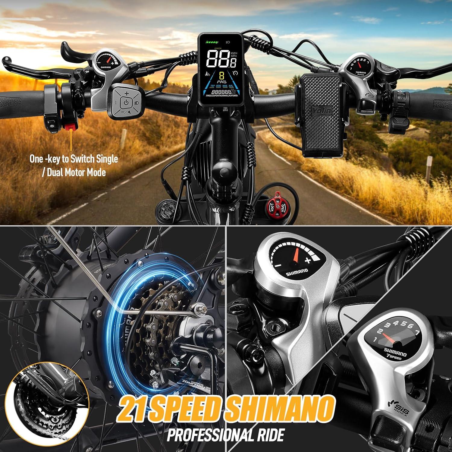 Dual Motor Peak 5000W Electric Bike for Men Women Adults 40-45MPH 100 Miles