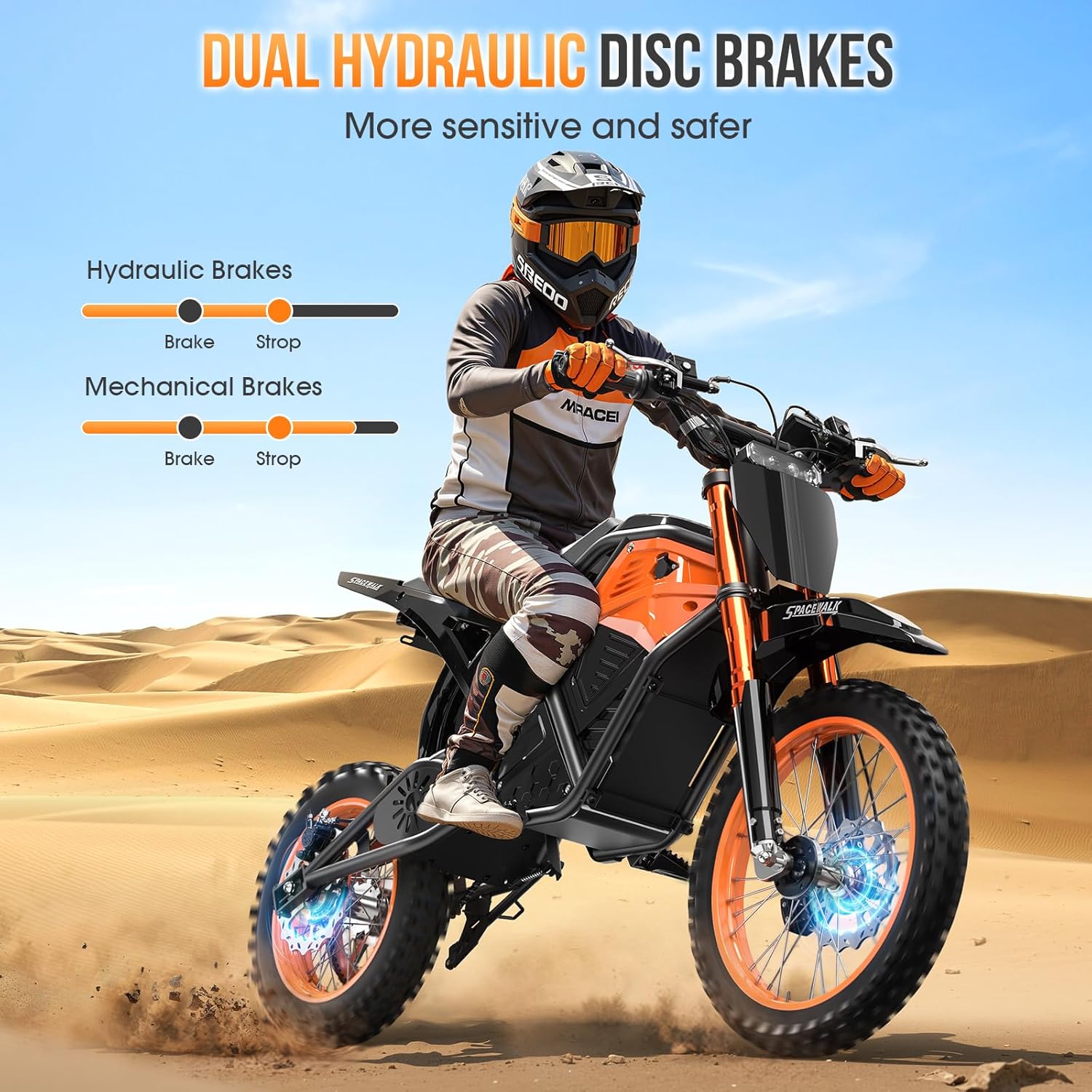 Electric Dirt Bike for Adults Teens 48V, Electric Off-Road Ebike with 3000W Mid-Drive Motor