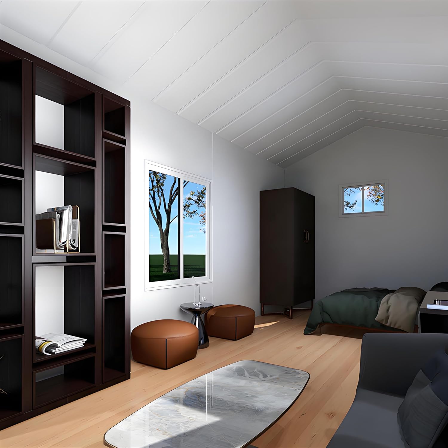 Portable Prefab Tiny Home 20ft Expandable Container House | Luxury Modular Steel Villa | Modern Foldable Tiny House with Bedroom, Kitchen & Bathroom | Prefabricated Portable Cabin for Living or Office