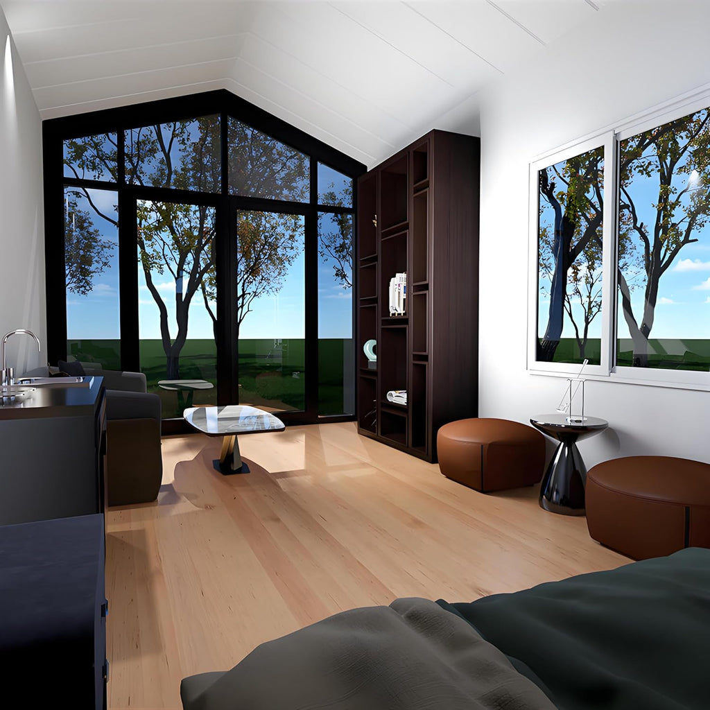 Portable Prefab Tiny Home 20ft Expandable Container House | Luxury Modular Steel Villa | Modern Foldable Tiny House with Bedroom, Kitchen & Bathroom | Prefabricated Portable Cabin for Living or Office