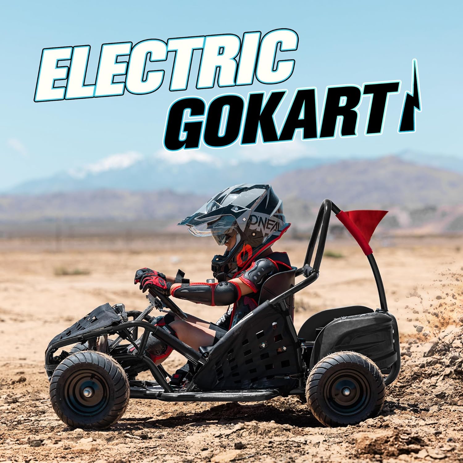 Electric Go Kart, 48V Powered Ride On Car, Steel Tubular Frame, Seat Belt, 13 inch All-Terrain Tires