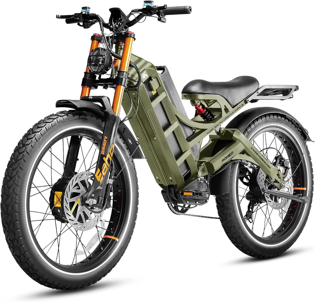 Romeo Pro 3 Peak 5600W Electric Bike for Adults 50Mph, 60V 80Ah Battery 250 Miles