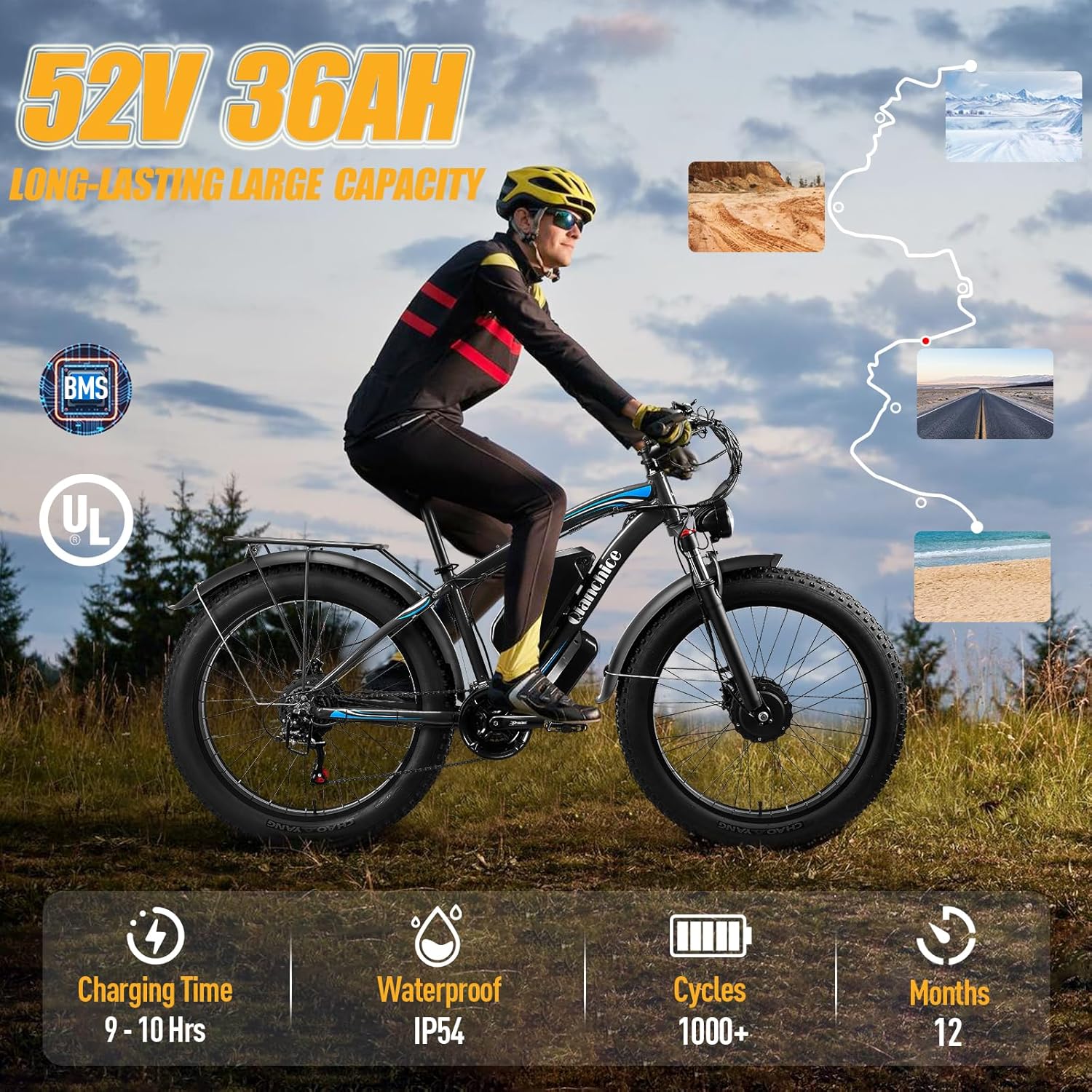 Dual Motor Peak 5000W Electric Bike for Men Women Adults 40-45MPH 100 Miles