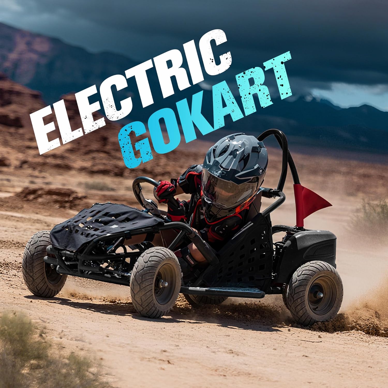 Electric Go Kart, 48V Powered Ride On Car, Steel Tubular Frame, Seat Belt, 13 inch All-Terrain Tires
