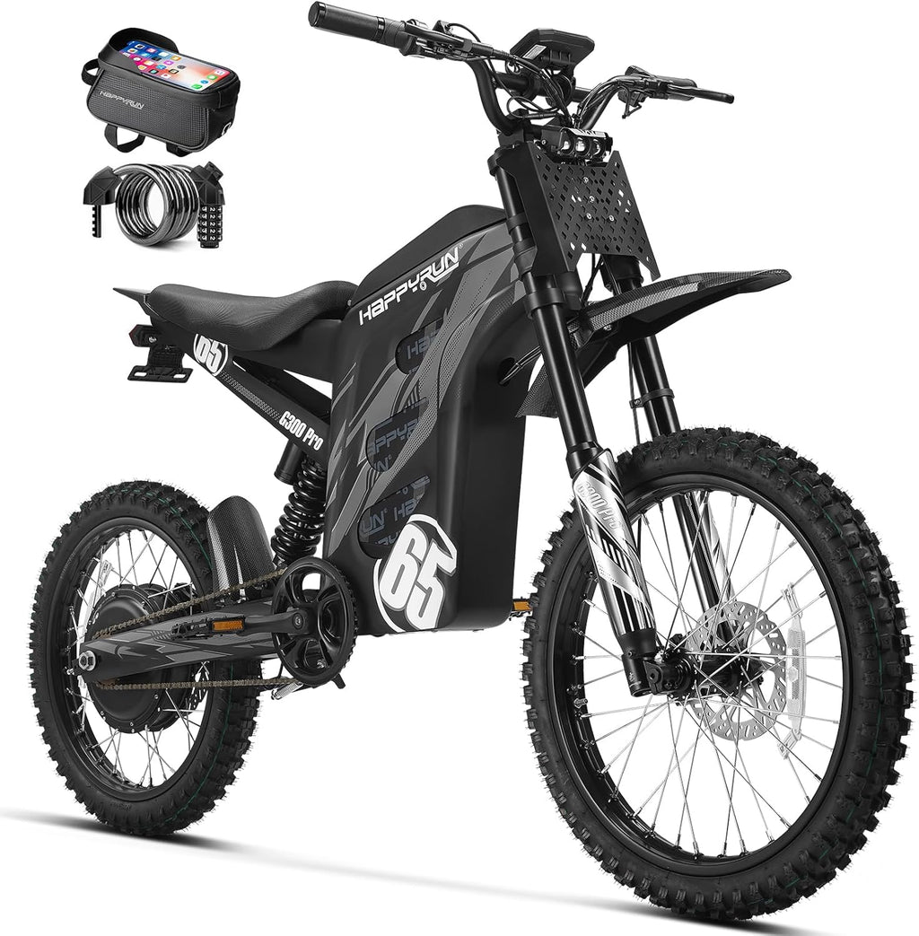 G300 Pro Electric Dirt Bike for Adults, 72V 30Ah Battery, 6500W Motor, 50 MPH Speed, 70 Mile Range, 350 Lbs Load Capacity, Hydraulic Brakes Black (Orange)