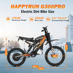 G300 Pro Electric Dirt Bike for Adults, 72V 30Ah Battery, 6500W Motor, 50 MPH Speed, 70 Mile Range, 350 Lbs Load Capacity, Hydraulic Brakes Black (Orange)