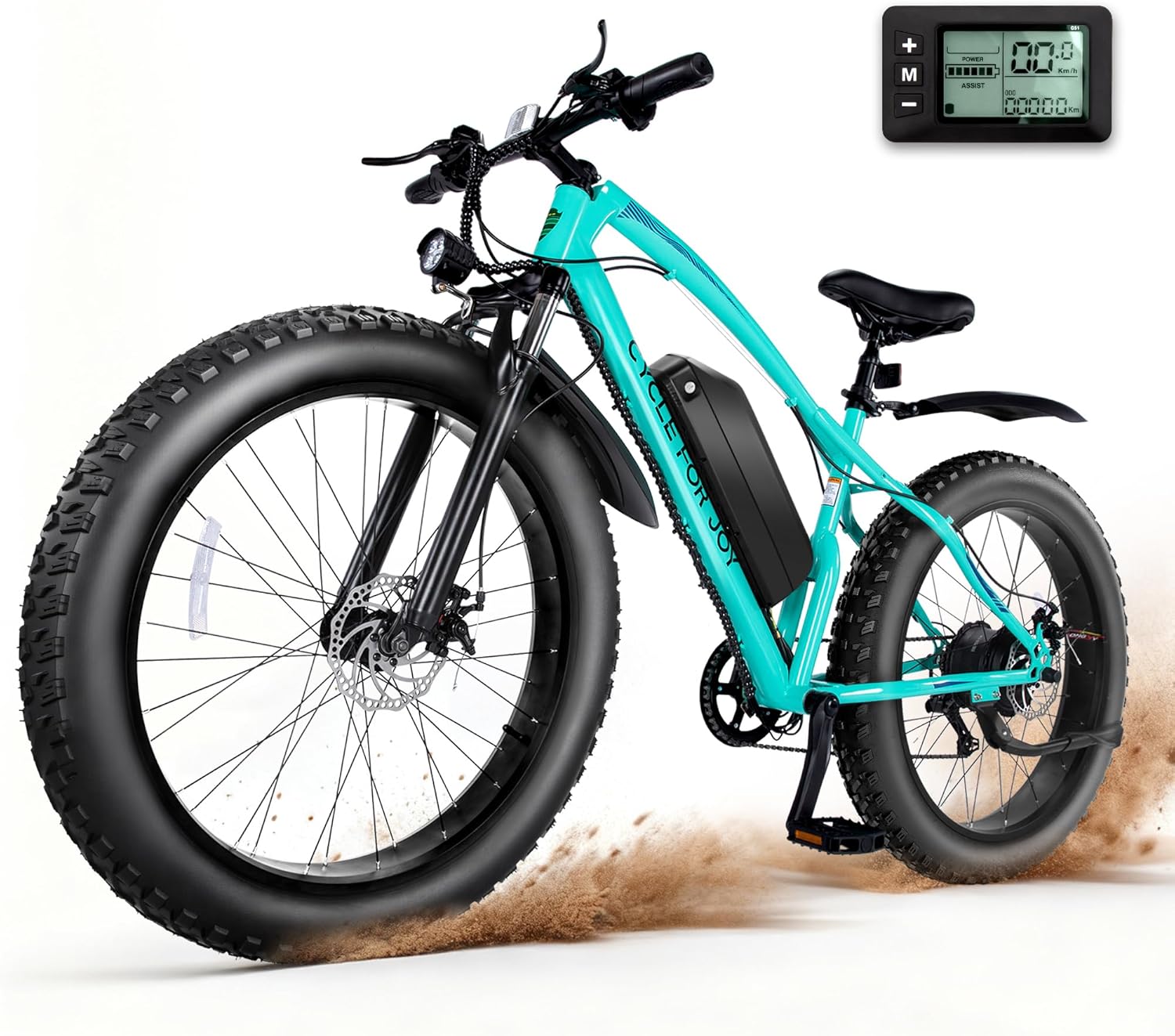 26"x4" All-Terrain Fat Tire E Bike, 1500W Peak Electric Mountain Bike, 72Miles 28 MPH E-Bike
