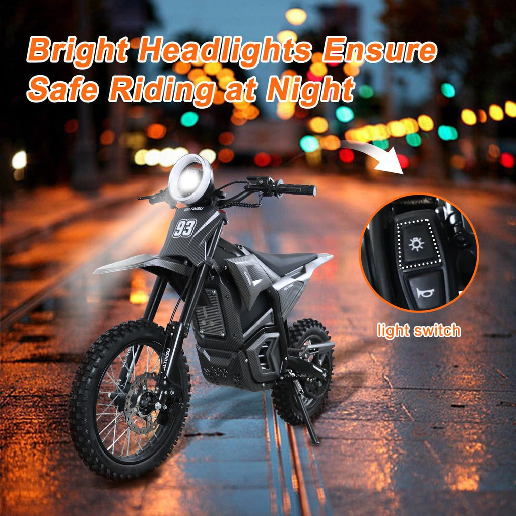 EM5 Electric Dirt Bike for Teens Adults, 2600W Motor, 35MPH Max Speed, 48V 21Ah Electric Motorcycle with Lights
