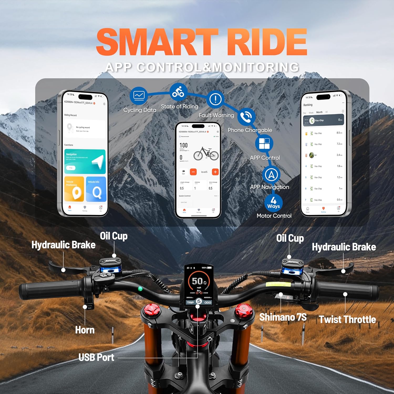 eAhora Romeo Pro 3 Electric Bike for Adults, 5600W 50MPH Dual Motor Ebike, 60V 80AH 250Miles Long Range Electric Bike