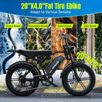 Electric Bike for Adults-1500W Peak Motor, 32MPH Off-Road Fat Tire Ebike, 20"x4.0" Tires, 48V 15/25AH Battery