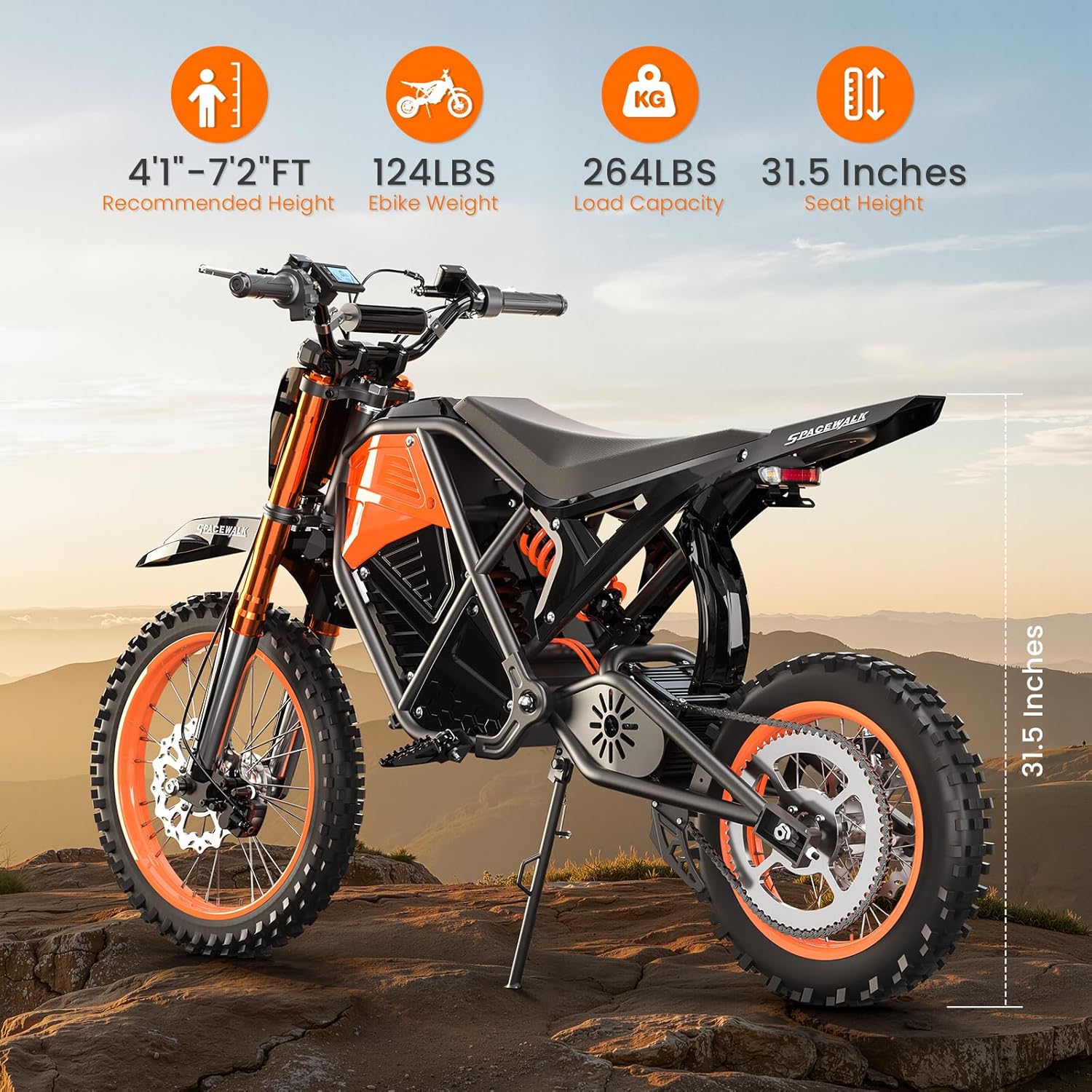 Electric Dirt Bike for Adults Teens 48V, Electric Off-Road Ebike with 3000W Mid-Drive Motor